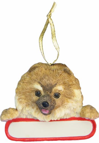 E S Pets Pomeranian Ornament Red Santa s Pals with Personalized Name Plate A Great Gift for Pomeranian Lovers
