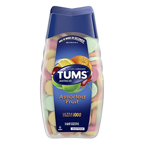 TUMS Ultra Strength Antacid Tablets for Chewable Heartburn Relief and Acid Indigestion Relief  Assorted Fruit   160 Count