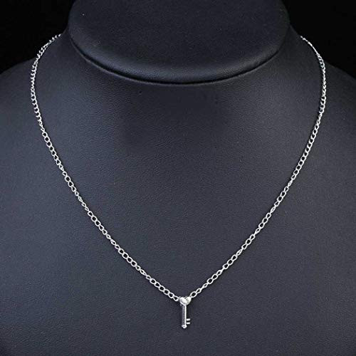 Tgirls Simple Heart Key Chain Necklaces Lovely Pendant Necklace Jewelry for Women and Girls  Silver