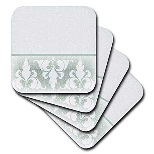 3dRose cst 23906 3 Green Elegant Fleur De Lis Design Ceramic Tile Coasters  Set of 4