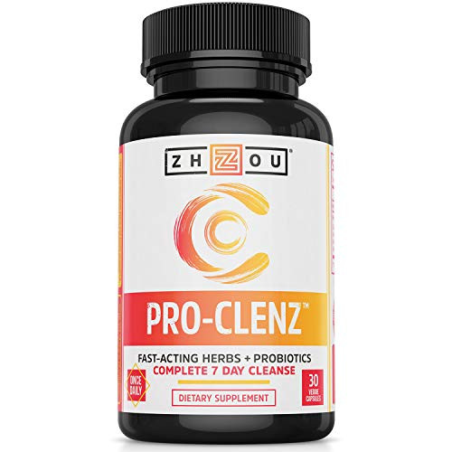 Zhou Nutrition Pro clenz 7 Day Colon Cleanse Detox with Probiotics   Healthy Weight  Regularity   Digestion Formula   with Senna  Cascara Sagrada   Bacillus Coagulans   30 Capsules