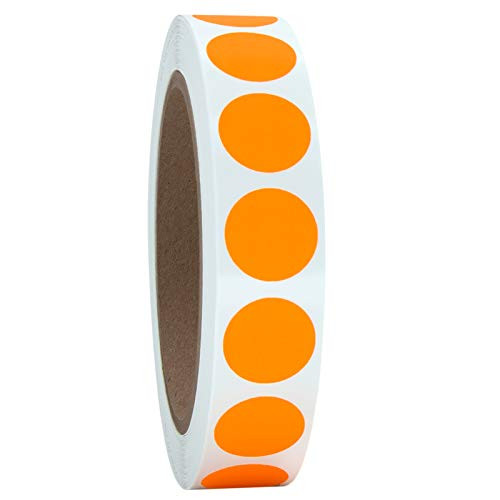 3 4  Neon Orange Round Color Coding Circle Dot Labels on a Roll  Semi Gloss  1000 Stickers 75 inch Diameter