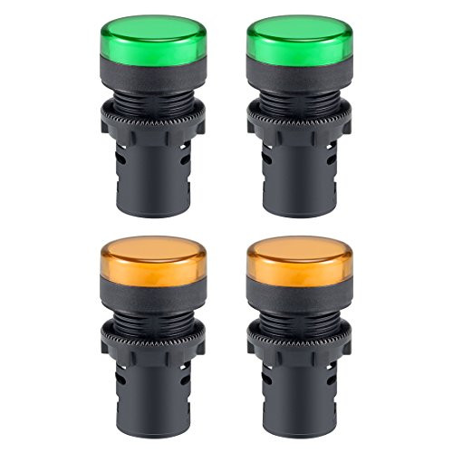 uxcell 4Pcs Green Yellow Indicator Light AC DC 110V  22mm Panel Mount  for Electrical Control Panel  HVAC  DIY Projects