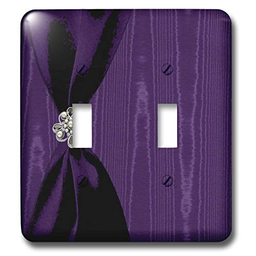 3dRose lsp 40387 2 Purple Satin Ribbon with Jewel on Moire Double Toggle Switch