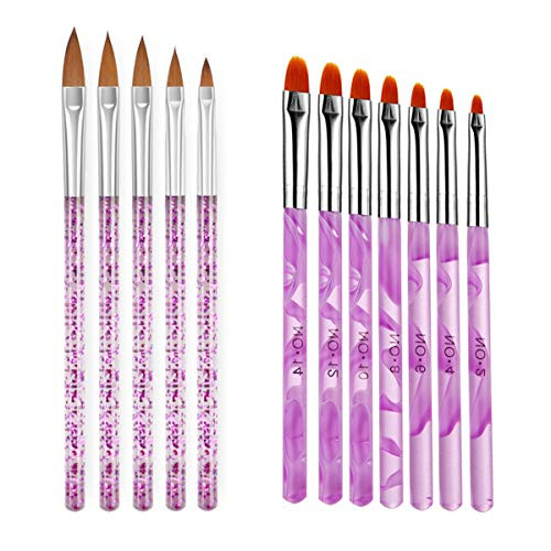 Yelna 7PCS UV Gel Nail Brush  5PCS Acrylic Nail Art Brushes  Poly Extension Gel Brush  Nail Art Tips Builder Brush Drawing Nail Painting Brush Pen Set  12PCS