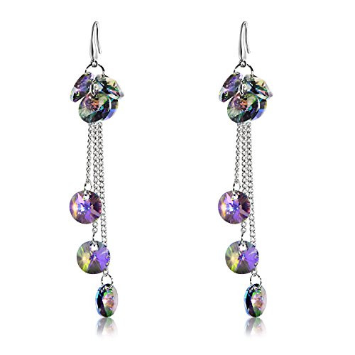 Amethyst Purple Crystal Tassel Earring Silver Plated Dangle Drop Earring Made with Swarovski Crystal Amethyst Purple Crystal Tassel Earring Silver Plated Dangle Drop Earring Made with Swarovski Crystal