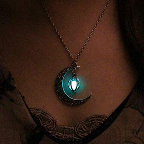 Aluinn Silver Moon Necklace Dainty Crystal Necklace Chain Goddess Pendant Necklace for Women and Teen Girls