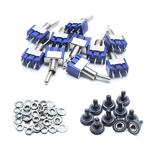 Dasunny 10 Pcs Mini Toggle Switch SPDT On Off On 3 Pin 3 Position Switch  AC 125V 6A