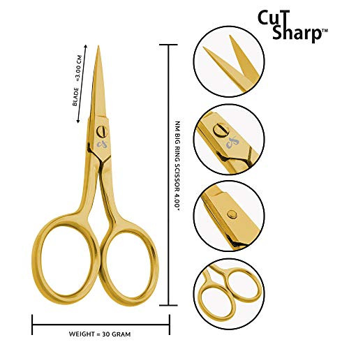 Cut Sharp 4  Stainless Steel Sewing Scissors in Different Designs  Lady Big Ring STR 4   Gold Titanium