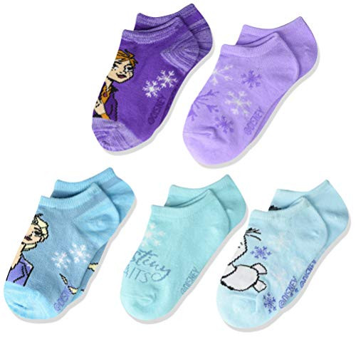 Disney Frozen Girls 5 Pack No Show Socks  Assorted Pastel   Frozen 2  Fits Sock Size 5 6 5 Fits Shoe Size 4 7 5