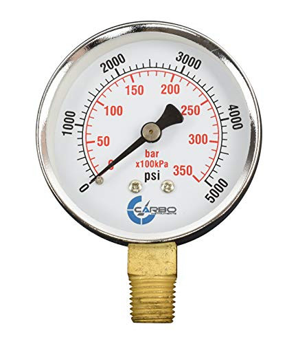 CARBO Instruments 2 1 2  Pressure Gauge  Chrome Plated Steel Case  Dry  0 5000 psi kPa  Lower Mount 1 4  NPT
