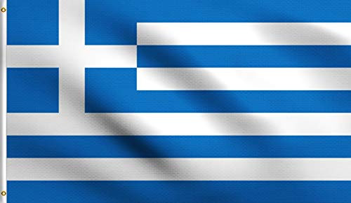 DMSE Greece Greek National Flag 3X5 Ft Foot 100 Polyester 100D Flag UV Resistant  3 X5  Ft Foot