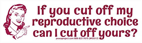 Peace Resource Project If You Cut Off My Reproductive Choice Pro Choice Women Abortion Rights Small Car Bumper Sticker Laptop Decal 6 2 by 1 8 Inches Peace Resource Project If You Cut Off My Reproductive Choice Pro Choice Women Abortion Rights Small Car Bumper Sticker Laptop Decal 6 2 by 1 8 Inches