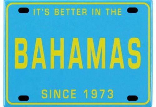 World By Shotglass Bahamas License Plate Caribbean Fridge Collector s Souvenir Magnet 2 5  X 3 5