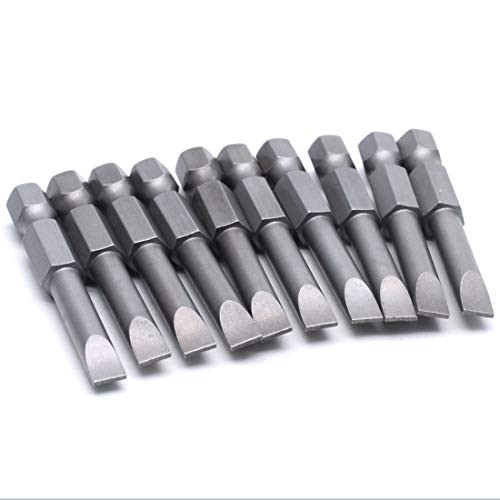 Mecion 10Pcs 1 4  Hex Shank Flat Head Slotted Tip Screwdrivers Bits 50mm Long 5 0mm