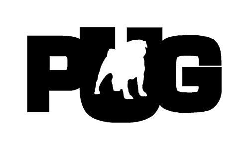 Makarios LLC Pug Silhouette MKR Decal Vinyl Sticker  Cars Trucks Vans Walls Laptop Black 5 5 x 2 7 in MKR1202