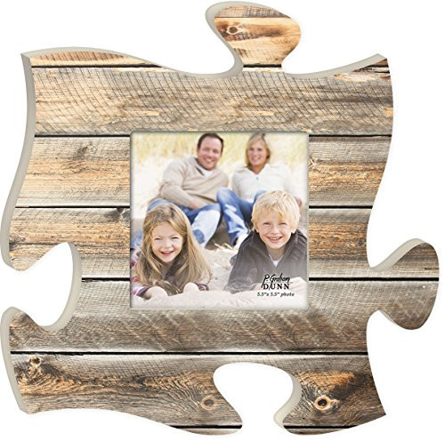 Distressed Light Wood Look 12 x 12 inch Wood Puzzle Piece Wall Sign Frame Plaque