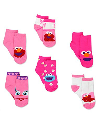 Sesame Street Elmo Abby Cookie Monster Toddler Girls 6 pack Quarter Socks  2T 4T Toddler  Shoe  4 7   Elmo Abby Cookie