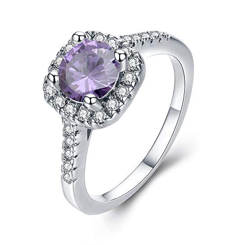 UFOORO Women s White Gold Plated Purple CZ Crystal Engagement Rings Best Promise Rings Anniversary Wedding Bands for Lady Girl  Purple W  7 UFOORO Women s White Gold Plated Purple CZ Crystal Engagement Rings Best Promise Rings Anniversary Wedding Bands for Lady Girl  Purple W  7