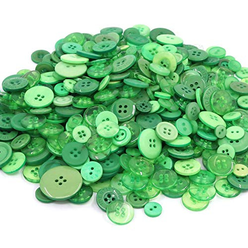 TangTanger 600  Pcs Assorted Size Resin Buttons 2 and 4 Holes Round Craft for Sewing DIY Crafts Children s Manual Button Painting  Green