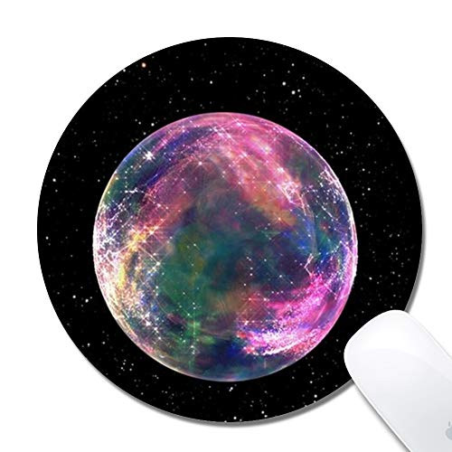 Mouse Pad with Stitched Edges Penguin Customized Design Extended Gaming Mouse Pad Anti Slip Rubber Base Ergonomic Mouse Pad for Computer  Black Round 200x3mm  Galaxy Earth