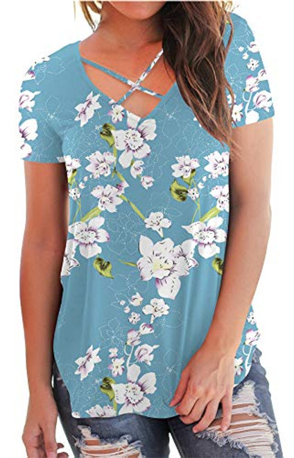 onlypuff Casual Summer Tops for Women Blue Baggy Tops Short Sleeve Loose Fitting S onlypuff Casual Summer Tops for Women Blue Baggy Tops Short Sleeve Loose Fitting S