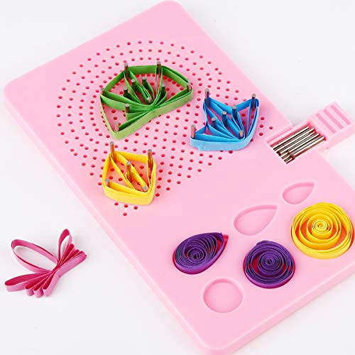 Enenes Quilling Board with Pins Storage Quillers Grid Guide Quilling Knitting Board Craft Tool for Rolling Paper Strips  Pink