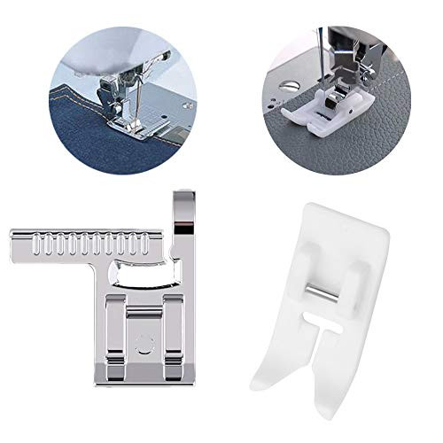 CESUSME Guide Presser Foot with A Ruler Non Stick Zigzag Teflon Sewing Machine Presser Foot   Fit for Singer  Brother  Babylock  Janome Low Shank Simplicity Sewing Machine?2 Styles?