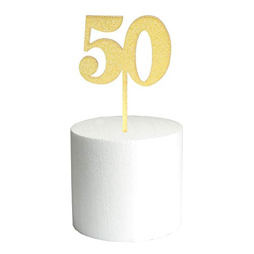ZHENGYE Gold bling bling Happy Birthday cake topper   50 Anniversary Birthday Cake Topper Party Decoration  50th