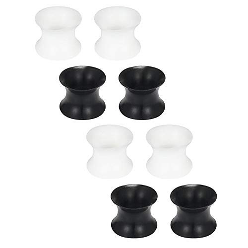 D Bella Silicone Tunnels Ear Gauges Tunnels Plugs Silicone Ear Skin Flexible Flesh Black White Tunnel Expander Gauge Stretcher Piercing 2G 6mm