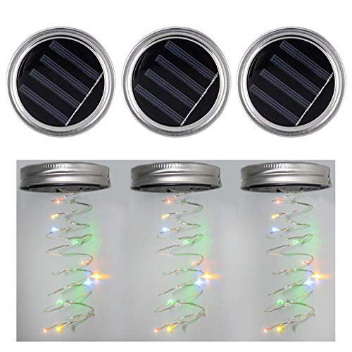 3 Pack Solar Mason Jar Lid  Fairy Mason Solar String Light Lid  Festival Garden Patio Backyard Wedding Party Decor LED Solar Lights Dragon Flame  Colorful