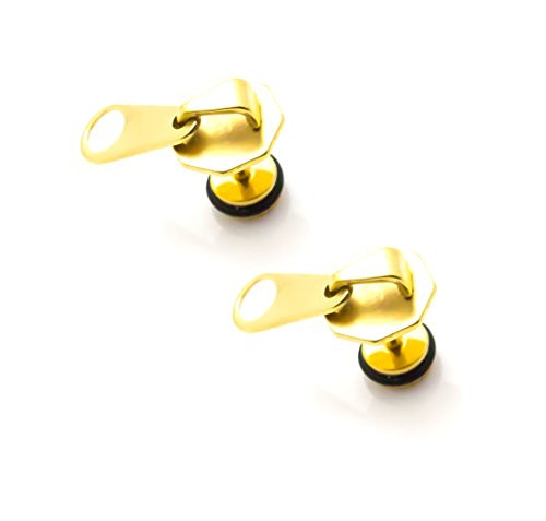 Xusamss Punk Body Piercing Stainless Steel Zipper Stud Earrings