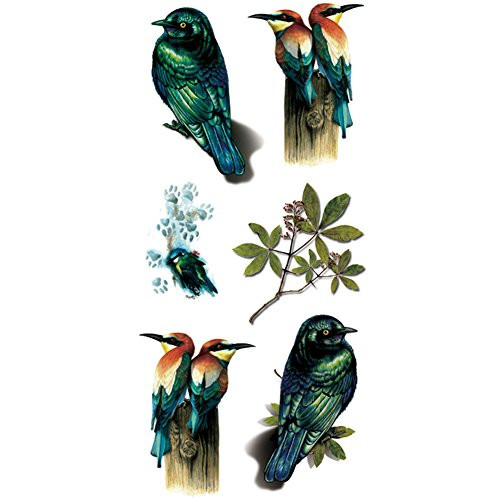 TAFLY Bird Tattoos Waterproof 3D Body Art Temporary Tattoos Stickers for Women 5 Sheets