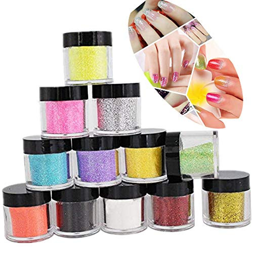 XICHEN 12 Rainbow Color Glitter Powder Dust Nail Art glitter powder Tips decoration Jumbo Size