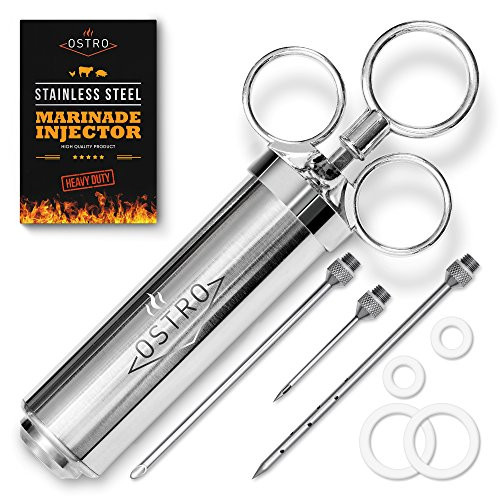 Meat Injector Kit Stainless Steel Marinade Flavor Injector Syringe with 2-oz Capacity Barrel and 3 Professional Marinade Injector Needles Meat Injector Kit Stainless Steel Marinade Flavor Injector Syringe with 2-oz Capacity Barrel and 3 Professional Marinade Injector Needles