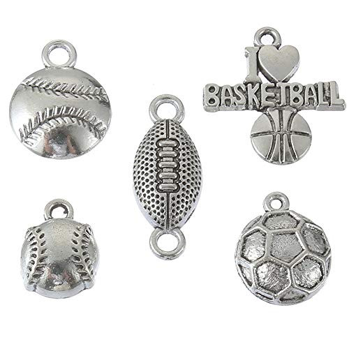 70pcs Mixed Style Antique Silver Football Charms Rugby Charm Pendant Bracelets Necklace Jewelry Findings Jewelry Making Craft DIY  a 1221