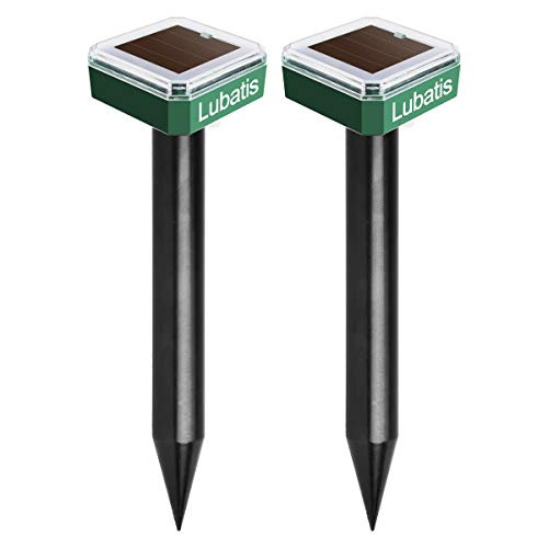 Lubatis 2 Pack Mole Repellent Solar Powered Pest Control Rodent Repellent Sonic Pest Repeller Gopher Repeller Vole Chaser Pest Deterrent for Lawn Garden Yard Outdoor