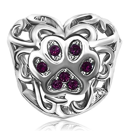 JMQJewelry Dog Love Mom Paw Heart Birthstone Birthday February Purple Charms For Bracelets Women Men Girl Jewelry JMQJewelry Dog Love Mom Paw Heart Birthstone Birthday February Purple Charms For Bracelets Women Men Girl Jewelry