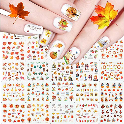 Kalolary 24 Sheets Fall Autumn Nail Stickers Decals Thanksgiving Nail Art Accessories Decals Maple Leaf Pumpkin Turkey Squirrel Water Transfer Nail Decals for Women Girls Kids Thanksgiving Day Gift Kalolary 24 Sheets Fall Autumn Nail Stickers Decals Thanksgiving Nail Art Accessories Decals Maple Leaf Pumpkin Turkey Squirrel Water Transfer Nail Decals for Women Girls Kids Thanksgiving Day Gift