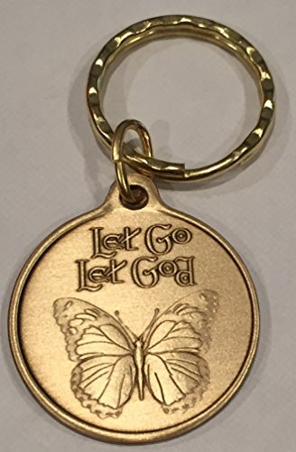 Let Go Let God Butterfly Serenity Prayer Bronze Keychain
