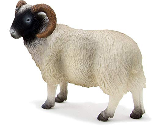 MOJO Black Faced Sheep Ram Realistic Farm Animal Hand Painted Toy Figurine