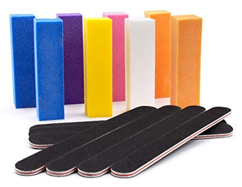 Nail Files and Buffers 16Pcs Professional Manicure Tools Kit Contains 100 180 Grit Emery Boards and 150 150 Grit Buffer Blocks for Nails