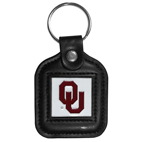 NCAA Siskiyou Sports Fan Shop Oklahoma Sooners Square Leather Key Chain One Size Black
