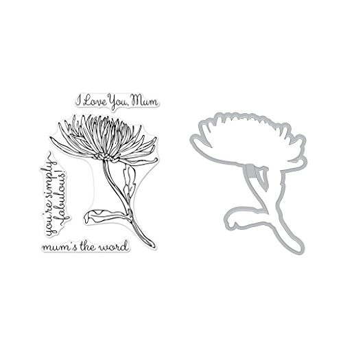 Hero Arts Clear Stamps and Frame Cuts Die Combo, Hero Florals Mum Stem
