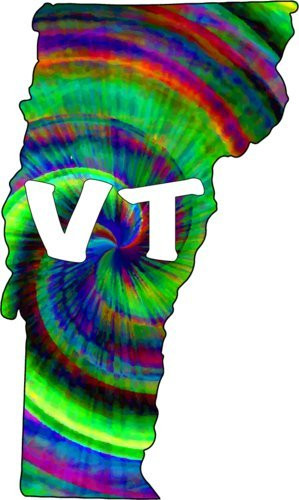 WickedGoodz Tie Dye Vermont Vinyl Decal   Funky Bumper Sticker   Perfect Vermonter Hiking Gift
