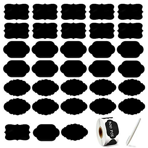 300 Pcs Chalkboard Labels  FutGlobal Waterproof Reusable Blackboard Stickers with 1 Liquid Chalk Marker for Mason Jars  Parties Decoration  Craft Rooms  Weddings  Storage  Organize Your Home   Kitchen