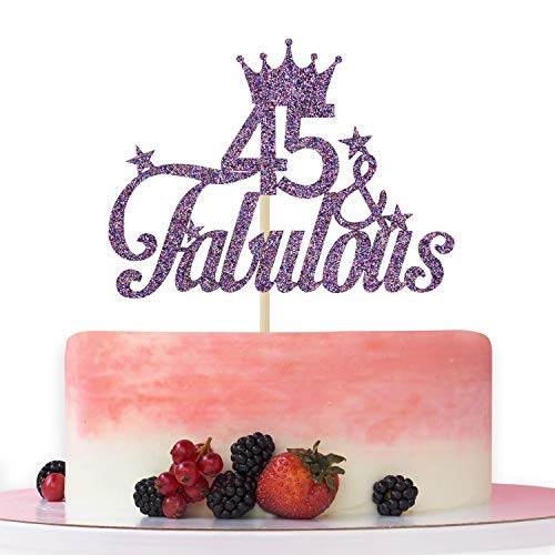 Purple Glitter 45 Fabulous Cake Topper 45th Birthday Cake Decorating Happy 45th Anniversary Birthday Party Decoration Supplies Purple Glitter 45 Fabulous Cake Topper 45th Birthday Cake Decorating Happy 45th Anniversary Birthday Party Decoration Supplies