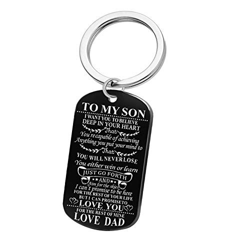 Inspirational Keychain Gifts to My Son Dad Key Ring Charm Family Gifts from Dad Mom Graduation Birthday Christmas Gifts