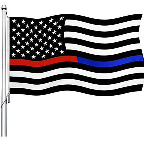 Gmeitoey Thin Blue Police Red Line Firefighter American Flags  3x5ft Outdoor Blue Lives Matter USA Honoring Law Enforcement Officers Memorial Flags Banners with 2 Grommets