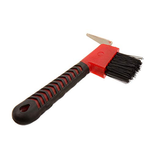 BOTH WINNERS Horse Hoof Pick Brush with Soft Touch Rubber Handle  RED
